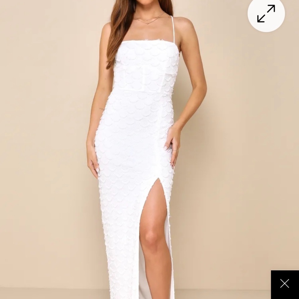 Lulu's White Fringe Lace Dress